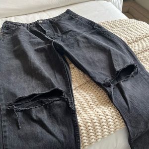 Zara High-Waisted Faded Black Distressed Jeans